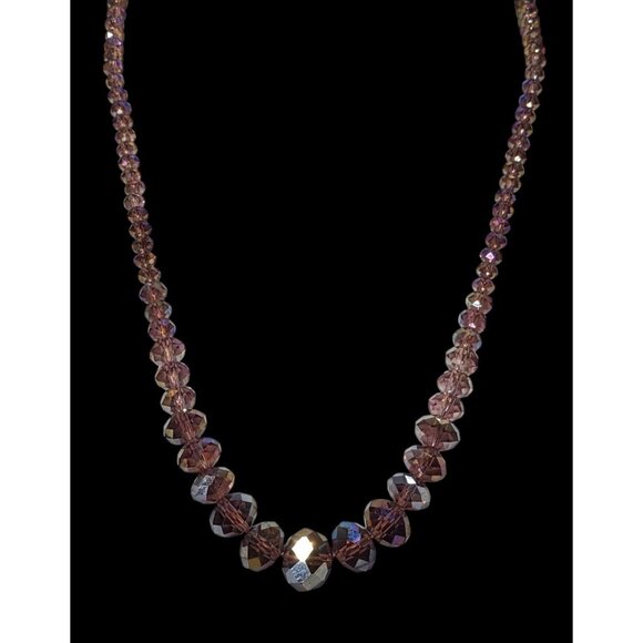 Elegant Sparkly AB Brown Faceted Glass Beaded Necklace - Picture 2 of 8